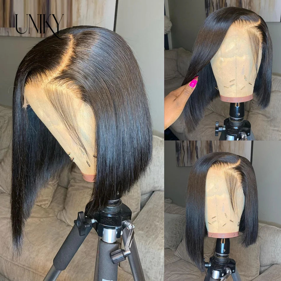 Synthetic Wigs 13x4 Lace Front Short Bob Wig Straight Natural Black Human Hair Wigs for Black Women Glueless Closure Bob Wig Brazilian Hair 231121