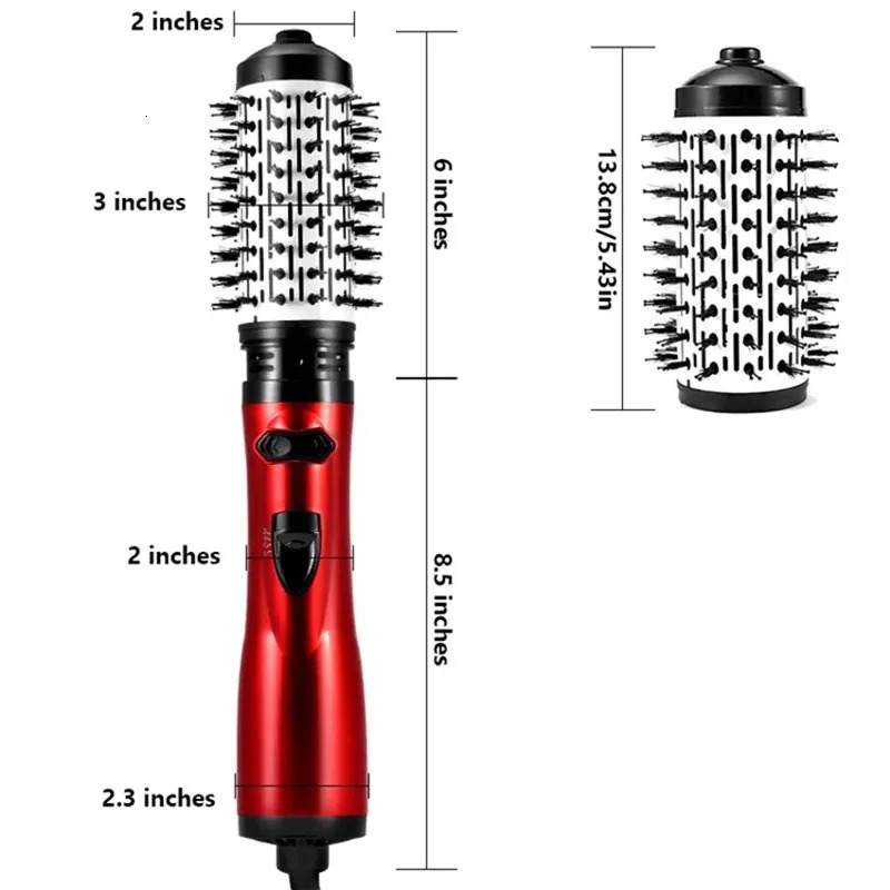 Curling Irons 2 Replaceable Head 360 Rotating AirFlow Air Brush Hair Straightener Curler Iron Volumizer Blowers Electric Hair Dryer Comb 231120