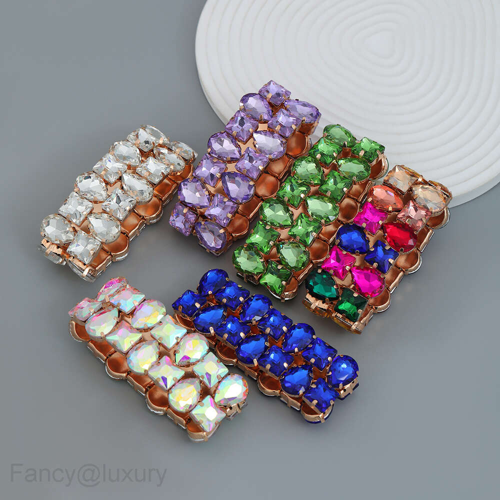 Bracelet Women's Full Diamond Hip Hop Handpiece Double Layer Glass Diamond Scalable Elastic Jewelry Bracelet