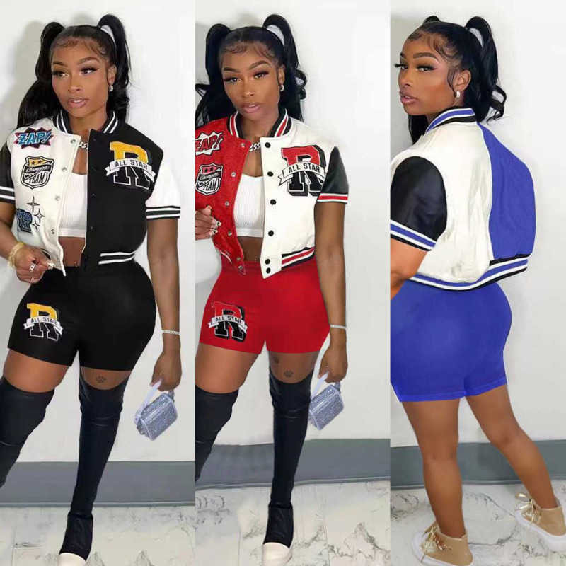 RETAIL Designer Womens Baseball Tracksuits Two Piece Shorts Set Letter Printed Bomber Varsity Jacket Sports Pants Outfits Plus Size 3xl, Black
RETAIL Designer Womens Baseball Tracksuits Two Piece Shorts Set Letter Printed Bomber Varsity Jacket Sports Pants Outfits Plus Size 3xl, Black