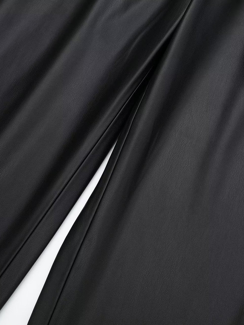 Women's Pants Capris Wixra Women PU Straight Pants With Belt Solid Autumn Winter Thick Warm Faux Leather High Waist Eengland Style Vintage Pants 