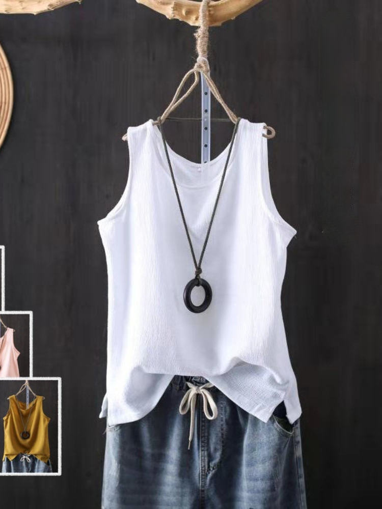 Camisoles Tanks Women's Tank Top Cotton Line Solid Color Loose Vest Shirt Sleeveless Female V Neck Basic Woman Summer Tanks Camis 230421