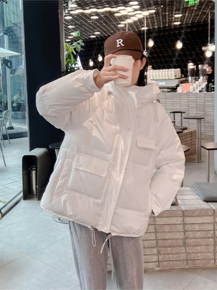 Leather Winter jacket women inner loose hooded female 2022 new bread Women's winter coats woman winter 976HAI