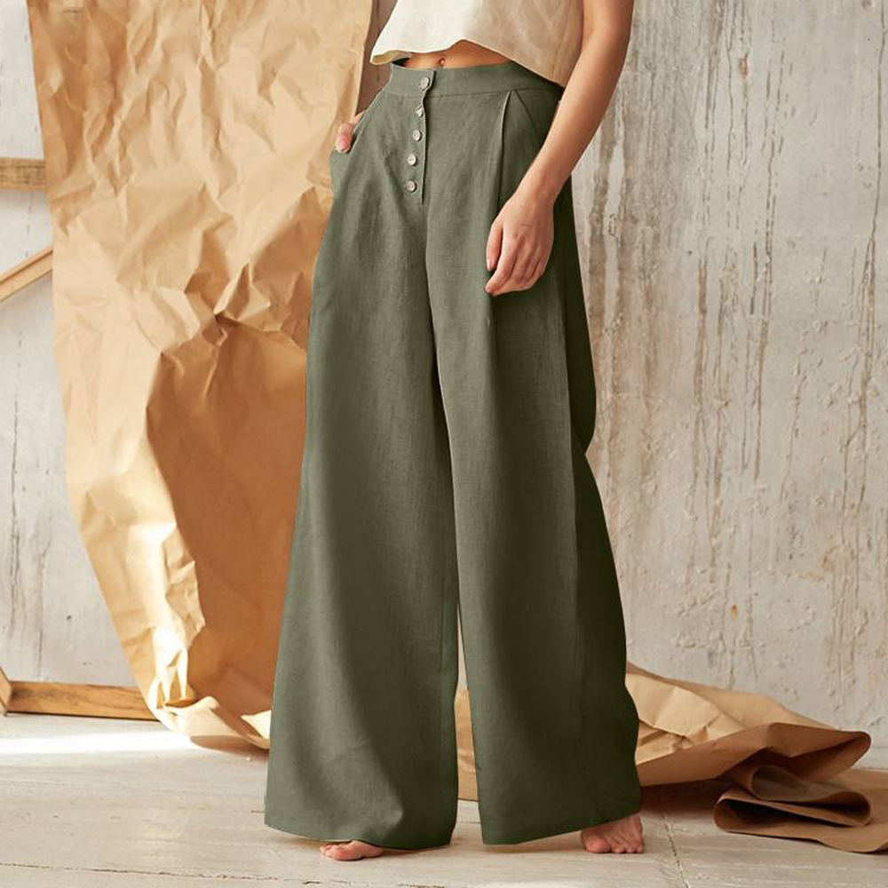 Women's Pants Capris S-5XL Size Wide Leg Pants Casual Cotton Linen Loose Women Trousers Fashion Elegant Autumn Winter Female Pants 230421