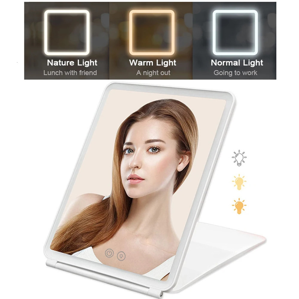 Compact Mirrors Makeup Mirror with 10X Magnifying 72 LED Lights Vanity Mirror 3 Color Lights Travel Mirror Compact Cosmetic Foldable Mirror 231120