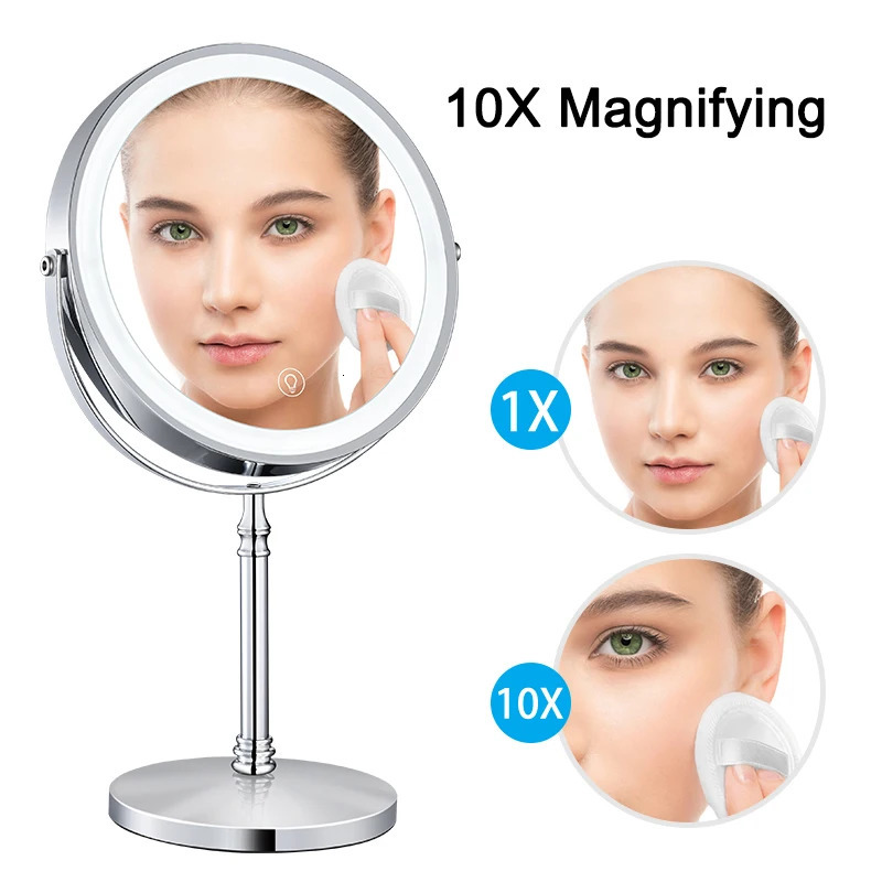 Compact Mirrors 8 Inch Gold Makeup Mirror With Light USB Charging 10X Magnifying Vanity Mirror Backlit Adjustable Light Standing Cosmetic Mirror 23112