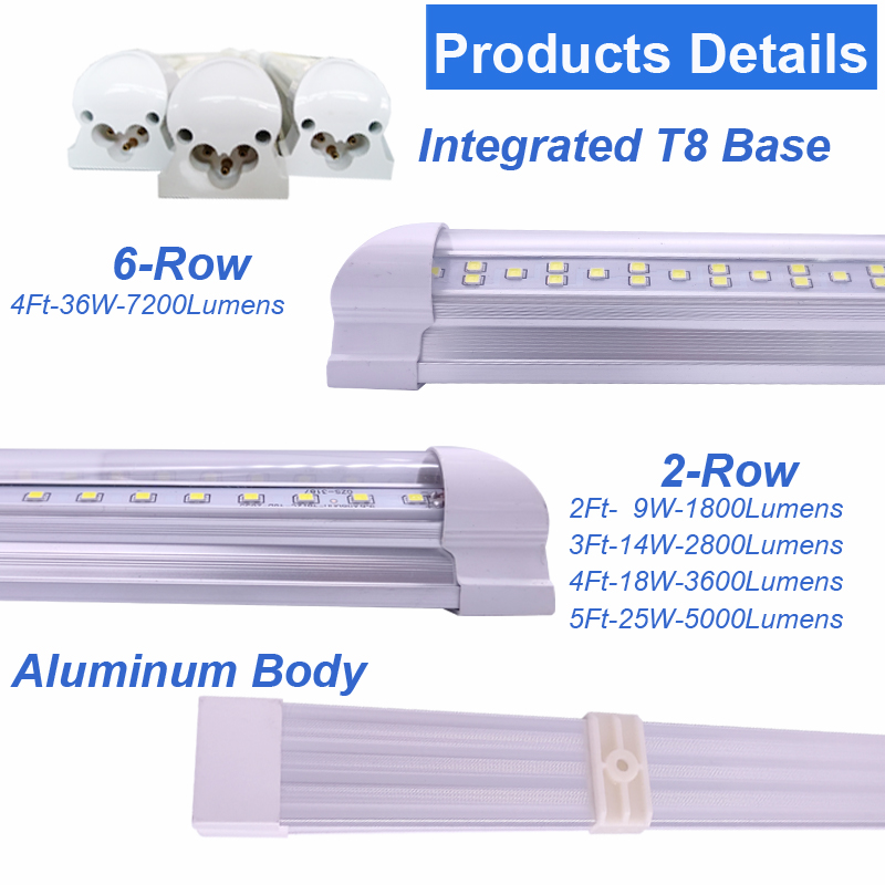 12V 24V 36V 5Ft LED Tubes Interior Light Bar 5Ft 150CM 60 Inches 25W 240LEDs 5000LM Led Strip Lights for Enclosed Cargo Trailer, Car RV Van Truck Lorr