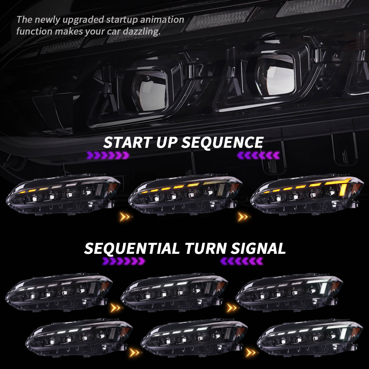 LED Light Bulb Headlights FOR HONDA CIVIC 11TH SEDAN/HATCHBACK/TYPER 2021-2023 Matrix Lens Turn Signal Headlight