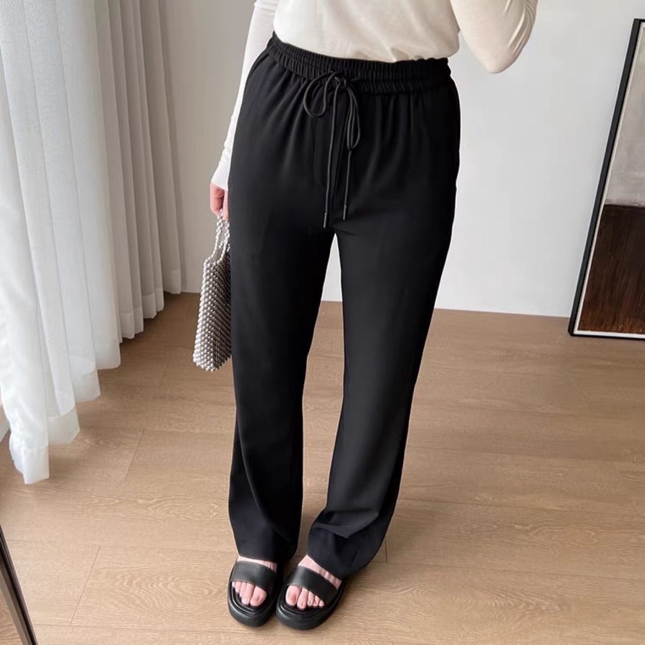 Women's Pants Capris NWT Women High Waist Pants 30" Inseam Fitness Women Jogger with Two Side Pockets 4-Way Stretch Leggings Lady Stretchy P