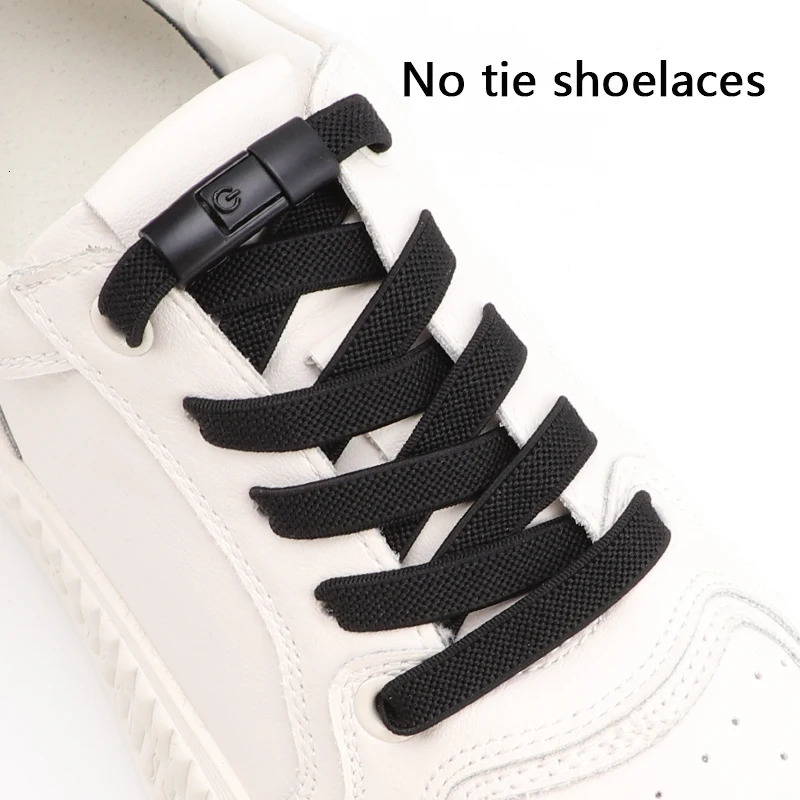 Shoe Parts Accessories Colorful locking shoelaces without lace up elastic sports shoes 8MM wide flat for childrens 231121