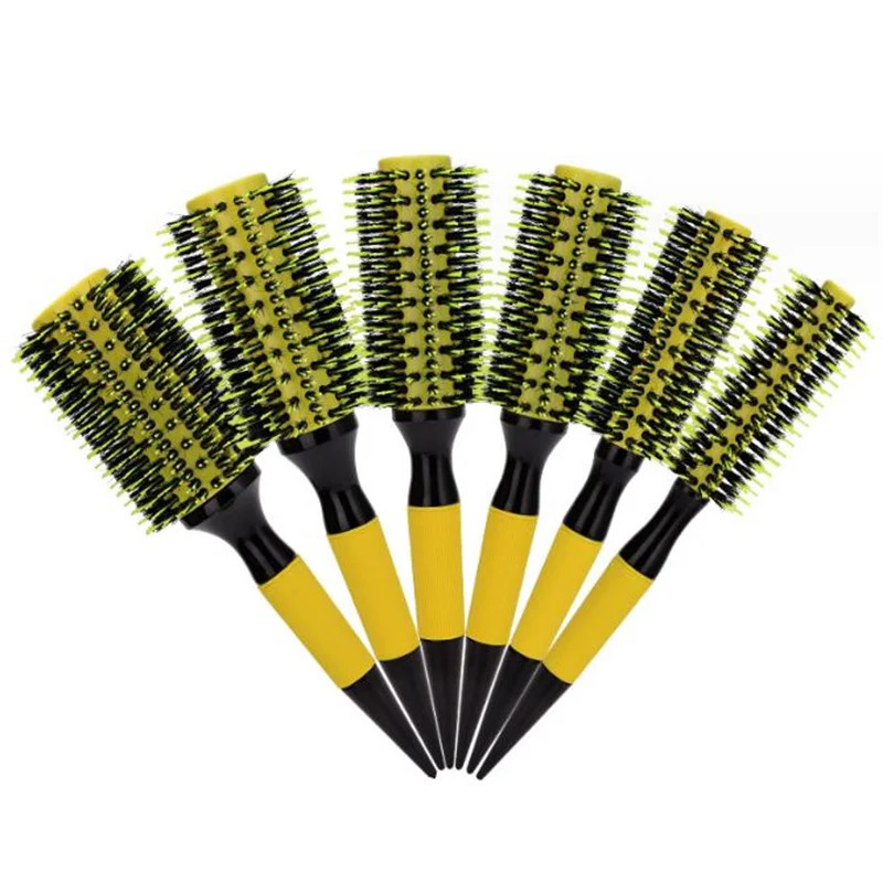 Hair Brushes Professional 6pcs/set Pink Wooden Round Hair Comb Brush Boar Bristle Hair Brush Mix Nylon Hair Brush Hairdressing Styling Tool 231121