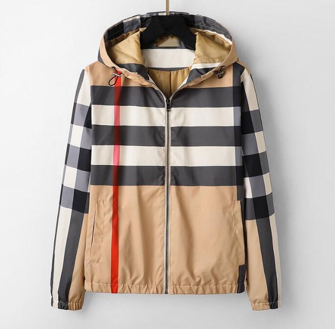 plaid jackets long sleeve zipper men designer jacket spring hooded mens coats