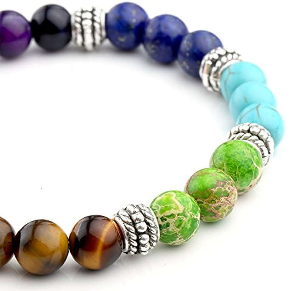 Hot selling natural stone colorful energy yoga bracelet 8mm bracelet volcanic stone bracelet