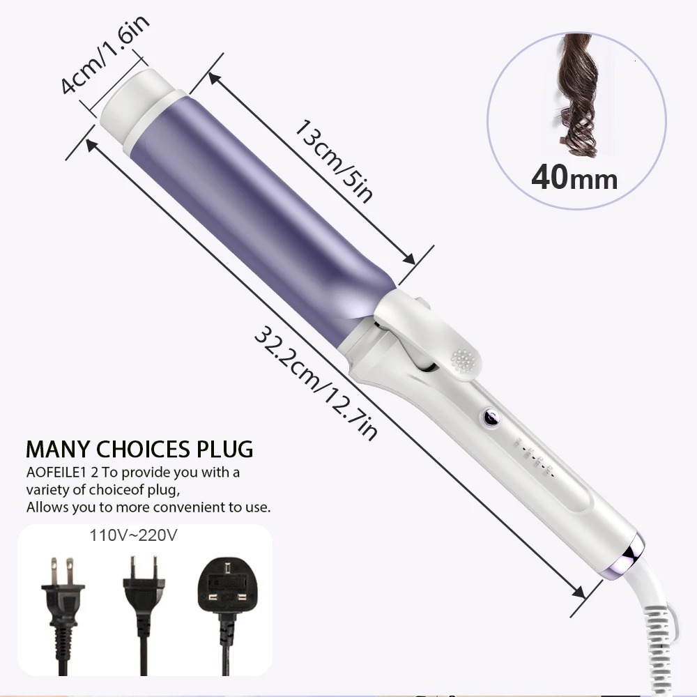 Curling Irons 40mm Hair Curlers Negative Ion Ceramic Care Big Wand Wave Hair Styler Curling Irons 3 Temperatures Fast Heating Styling Tools 231120