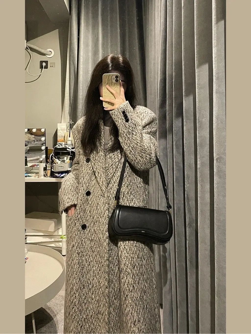 Women's Wool Blends Retro Temperament Herringbone Pattern Coat 2023 Winter Women Double Breasted Woolen Coats Office Lday Thick Fashion Long 2311