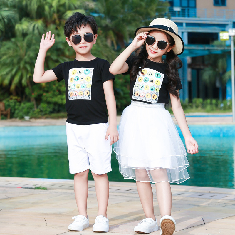 Family Matching Outfits Family Matching Clothes Summer Dad Son T-shirtShorts Mom and Daughter Matching Mesh Dress Family Look Couple Matching Clothing