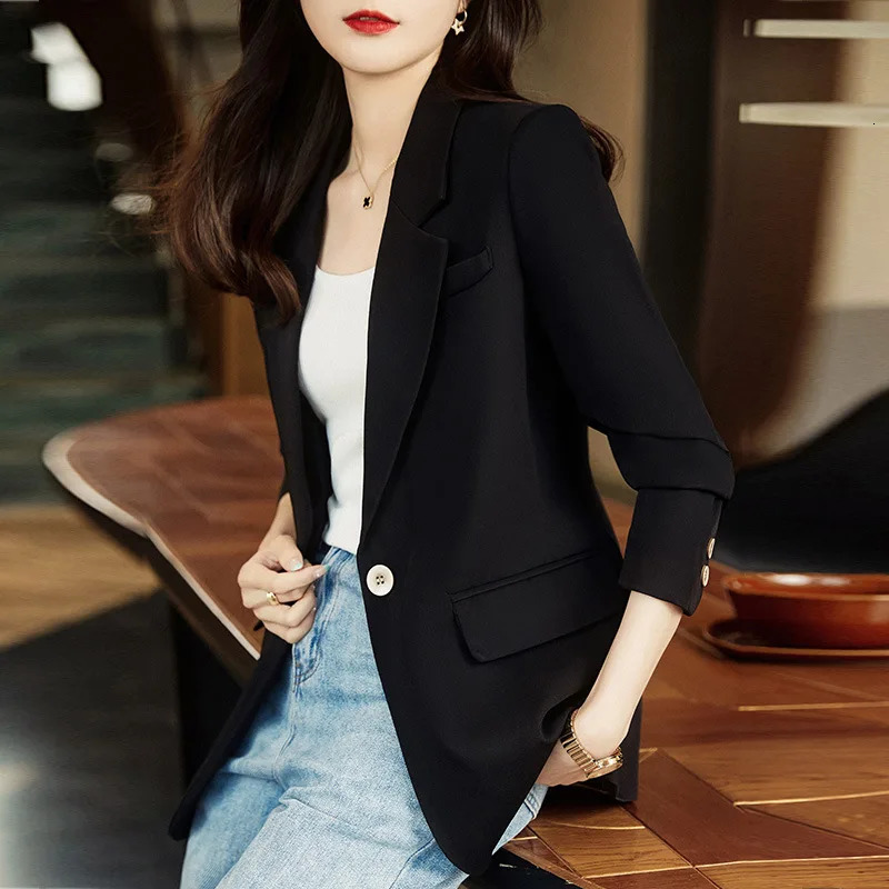 Women's Suits Blazers Korean Style Brown Suit Jacket for Women Blazer Spring Autumn Temperament Fashion Casual Coffee Blazer Woman Jacket 231121