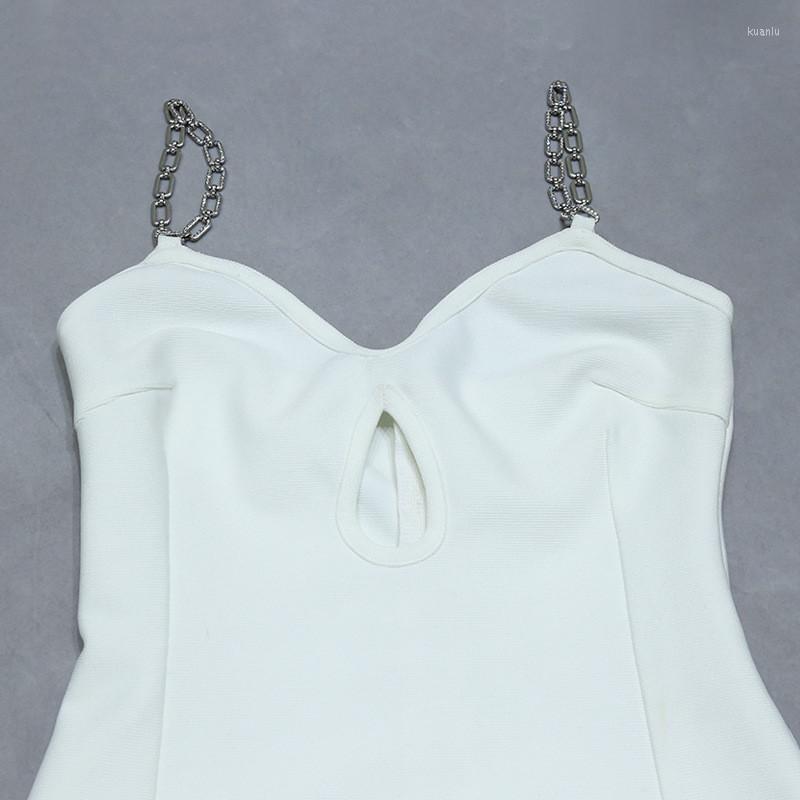 New Casual Dresses White Front Hollow Out Women Bandage Dress Bodycon Split Spaghetti Strap Maxi Elegant Party Club Long Vestidos