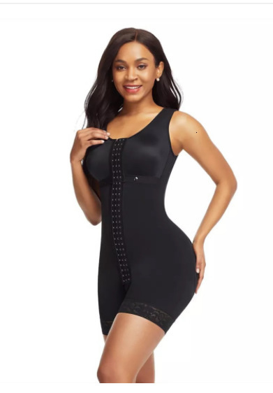 Adjustable Hook Fajas Colombianas Waist Corset And Eye Front Closure Short Sleeve Women Shapewear With Bra 220506