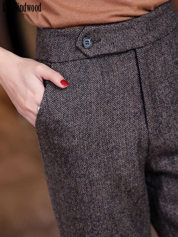 Women's Pants s Autumn/winter Vintage Wool Wide-leg Pants Women's Loose Straight Leg Pants Slimming and Versatile Slacks 230421