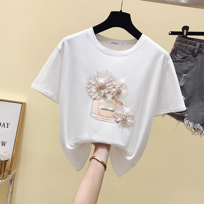 Women's T-Shirt HF-2F-211-8831 Perfume bottle print T-shirt Women 230421