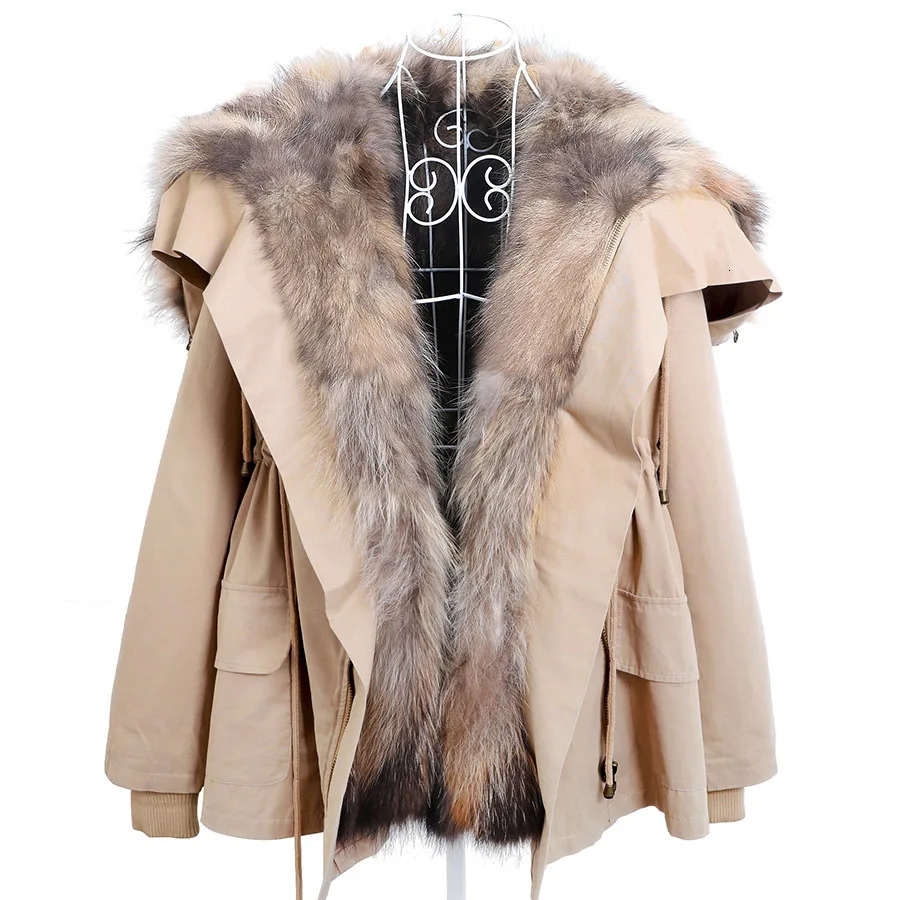 Women's Down Parkas MAOMAOKONG Winter lined coats warm natural raccoon removal lining Women fur coat leather jacket winter clothes parka 231120