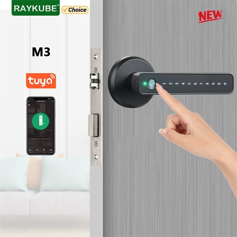 Smart RAYKUBE M3 Tuya BLE Digital Fingerprint Door Electronic with 60 70mm Keys Smartlife Tuya APP Remote Unlock 231117