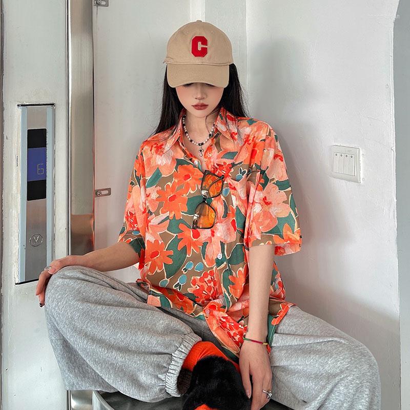 Women's Blouses Summer Thin Short-sleeved Casual Loose Floral Shirt Women