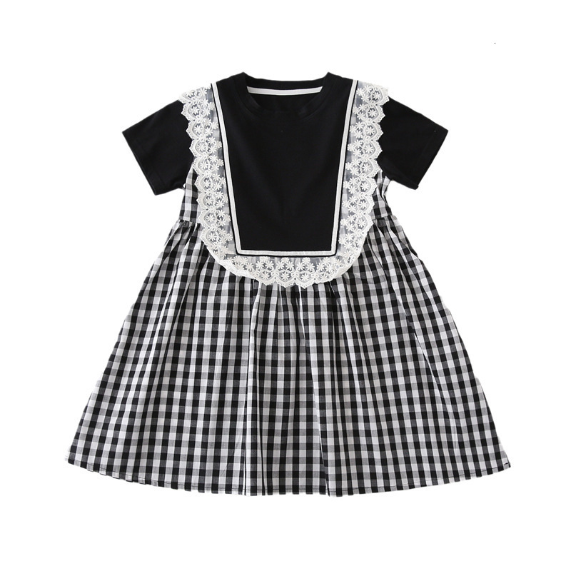 Family Matching Outfits Girls' plaid lace dress summer parent-child outfit westernized thin casual mother's dress 230421