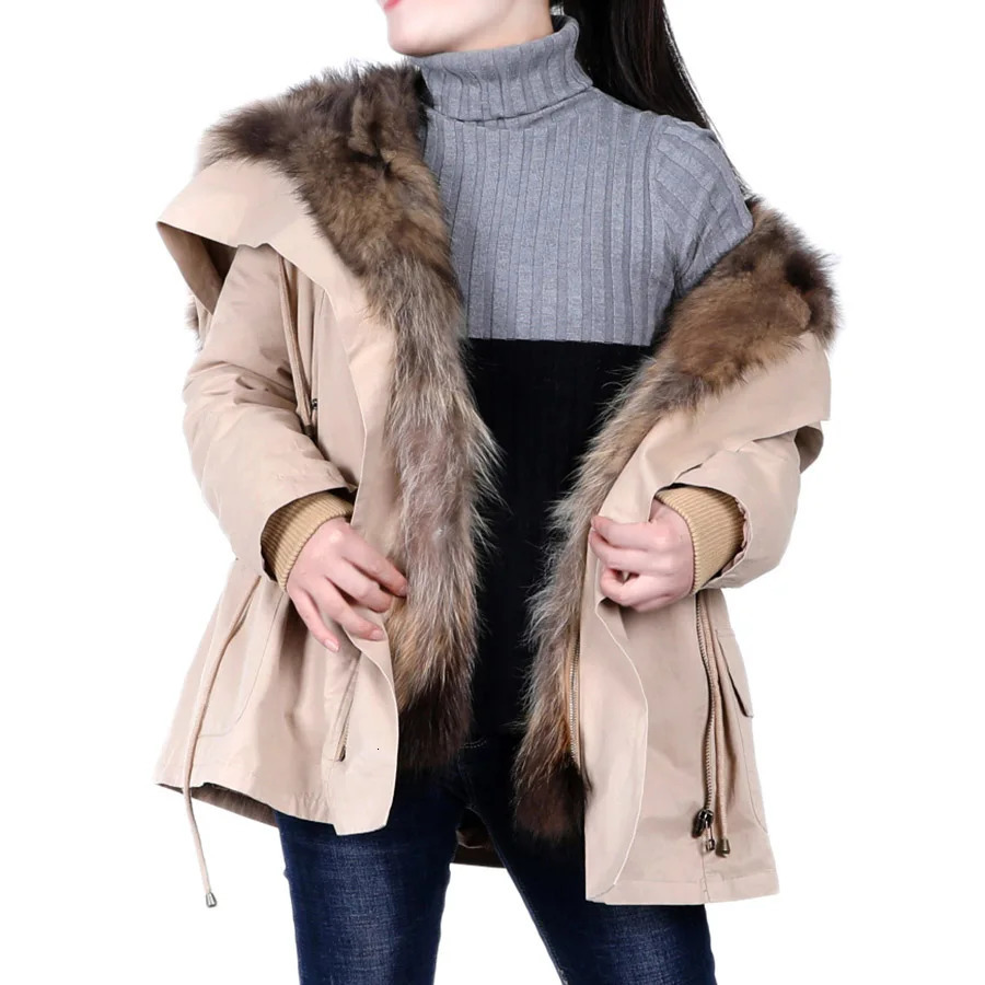 Women's Down Parkas MAOMAOKONG Winter lined coats warm natural raccoon removal lining Women fur coat leather jacket winter clothes parka 231120