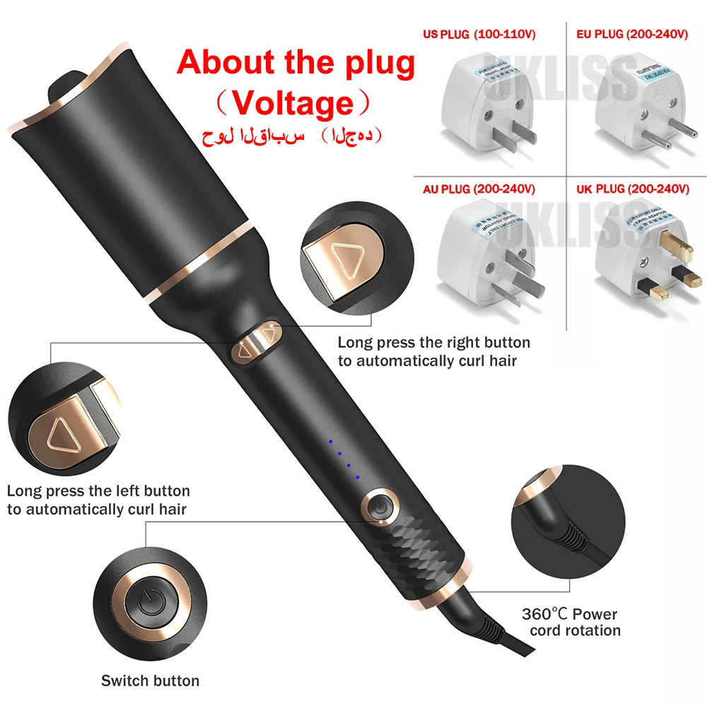 Curling Irons Curling Irons Automatic Hair Curler With Tourmaline Ceramic Heater And Led Digital Mini Portable Curler Air Curling Wand Tools 231120