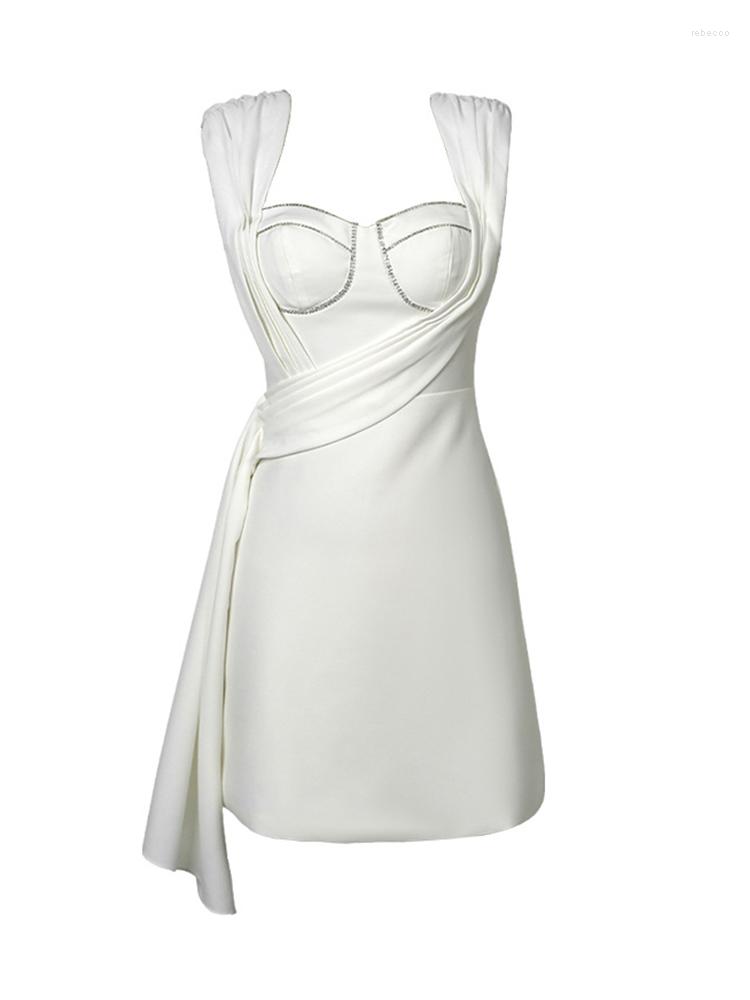 Casual Dresses High Quality Summer Fashion Women Evening Dress Chic Square Collar Slim Mini Party Gown Vacation Mujer Vestidos