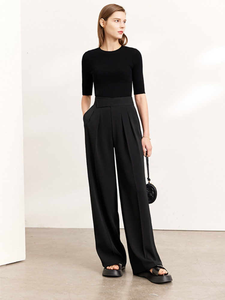 Women's Pants Capris AMII Minimalism Autumn Women's Suit Pants Fashion High Waist Loose Wide Leg Pants Office Lady Sreetwear Female Trousers