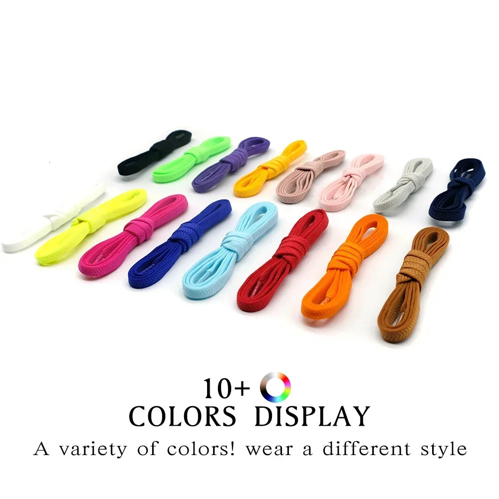 Shoe Parts Accessories Laceless shoelaces with metal locks Flat elastic suitable for adult and childrens sports shoes quick wear on lazy days 231121