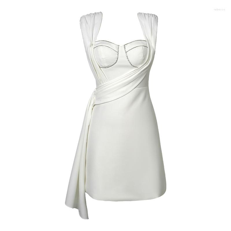 Casual Dresses High Quality Summer Fashion Women Evening Dress Chic Square Collar Slim Mini Party Gown Vacation Mujer Vestidos