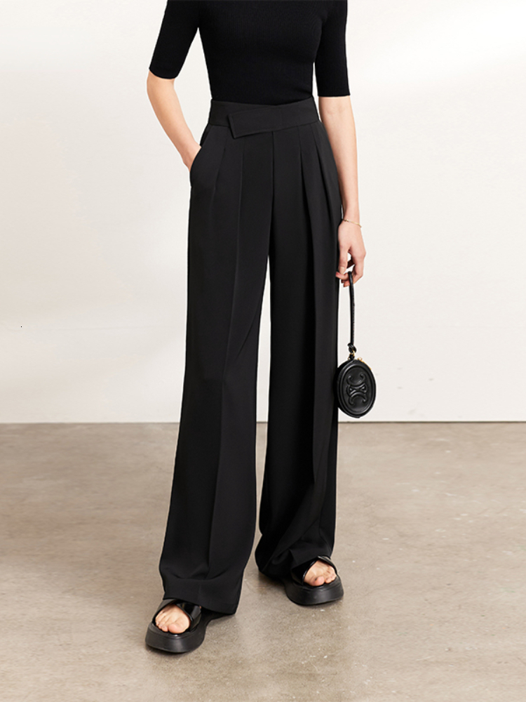 Women's Pants Capris AMII Minimalism Autumn Women's Suit Pants Fashion High Waist Loose Wide Leg Pants Office Lady Sreetwear Female Trousers