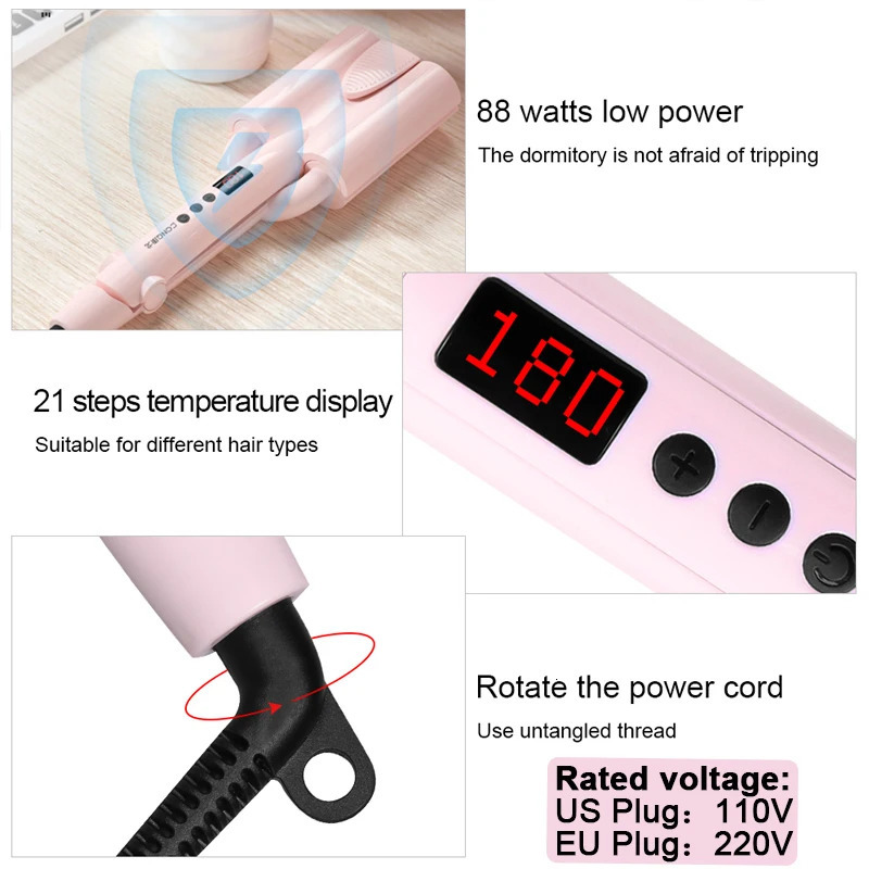 Curling Irons Hair Curler Big Wave Curling Iron Ceramic Deep Wavy Curler Egg Rolls 26/32MM LED Display Automatic 3 Barrels Hair Styler Tools 231120