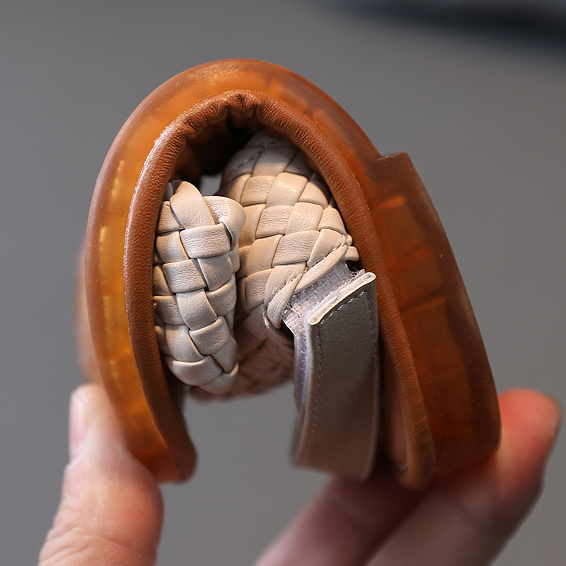 Sandals Summer Girl's Sandals Solid Color Sliders Braided Open Toe Children Flat Shoes Anti-slip Outdoor Sandals for Kid Comfy Shoes 230421