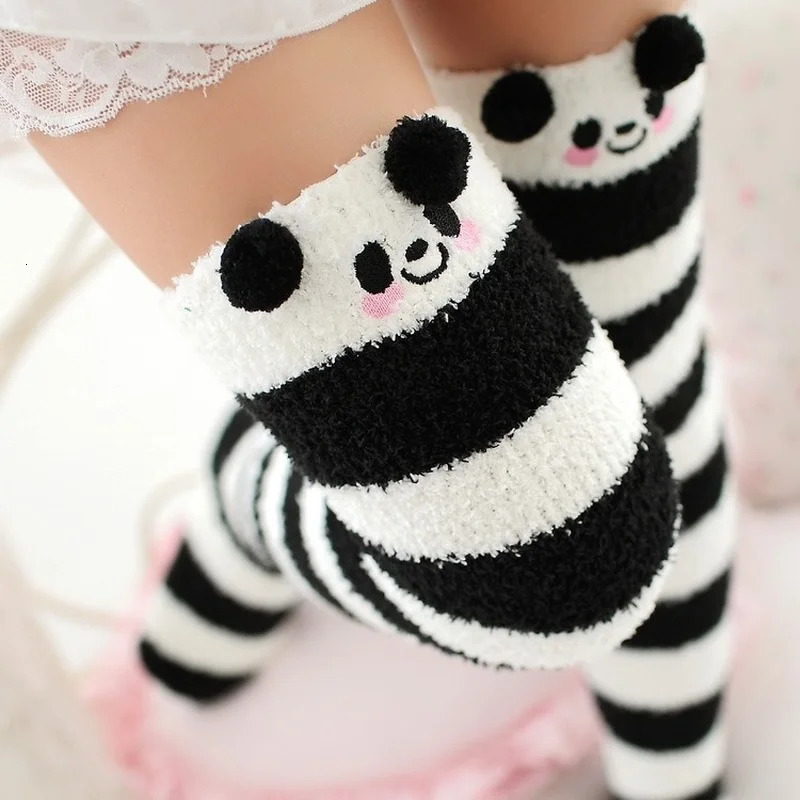 Socks Hosiery Japanese Mori Girl Animal Modeling Knee Striped Cute Compression Autumn Winter Warm Sock Kawaii Cozy Long Thigh High 231120