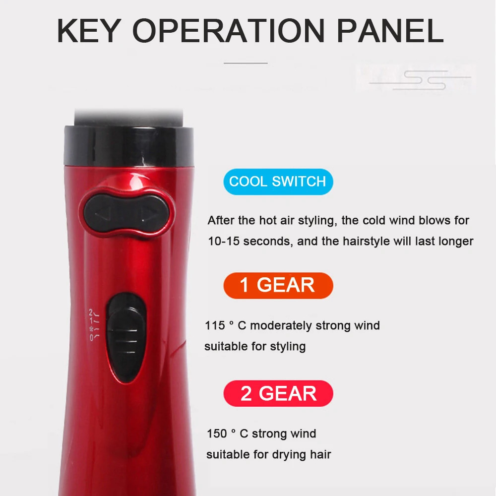 Curling Irons Rotating Hair Dryer Brush Electric Blow Drier Comb Air Straightener Curler Iron One Step 2 Gears Blower Replaceable 2 Heads 231120
