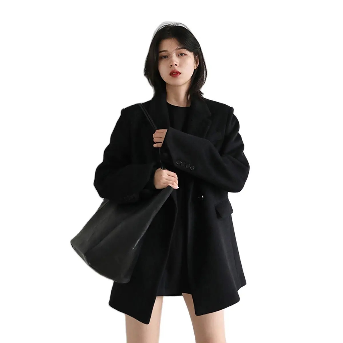 Women's Wool Blends CHIC VEN Women Blend Coat Solid Mid Long Woolen Blazer Thick Warm Blouse Overcoat Office Lady Tops Autumn Winter 231120