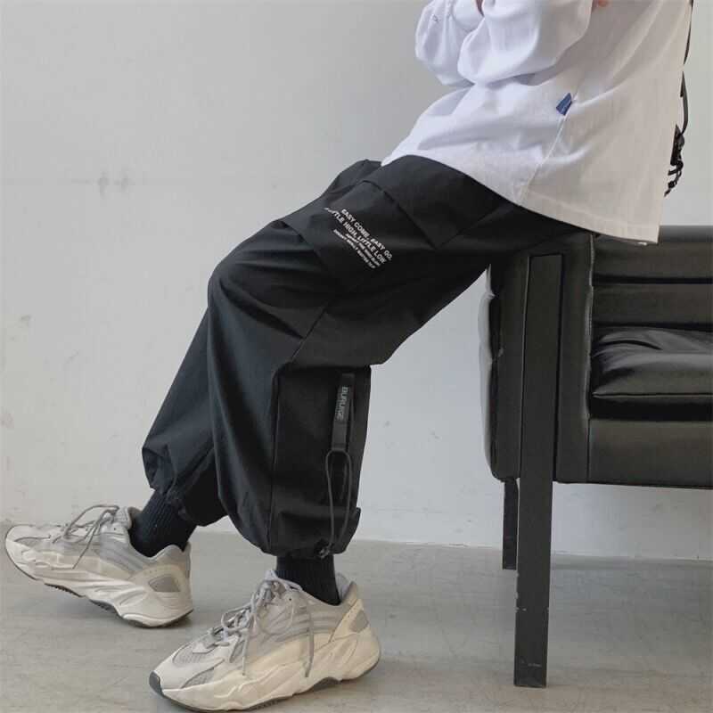 Men's Pants Men Summer Men's Cargo Trousers Thin Black Cargo Pants for Men Korean Style Gray Trousers for Men Japanese Streetwear J230420