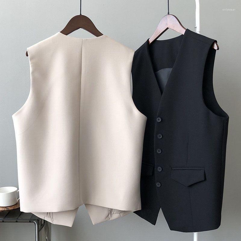 Women's Vests V-Neck Vest Women Sleeveless Blazer Female Slim Short Buttons Summer Women's Clothing Thin Loose Waistcoat