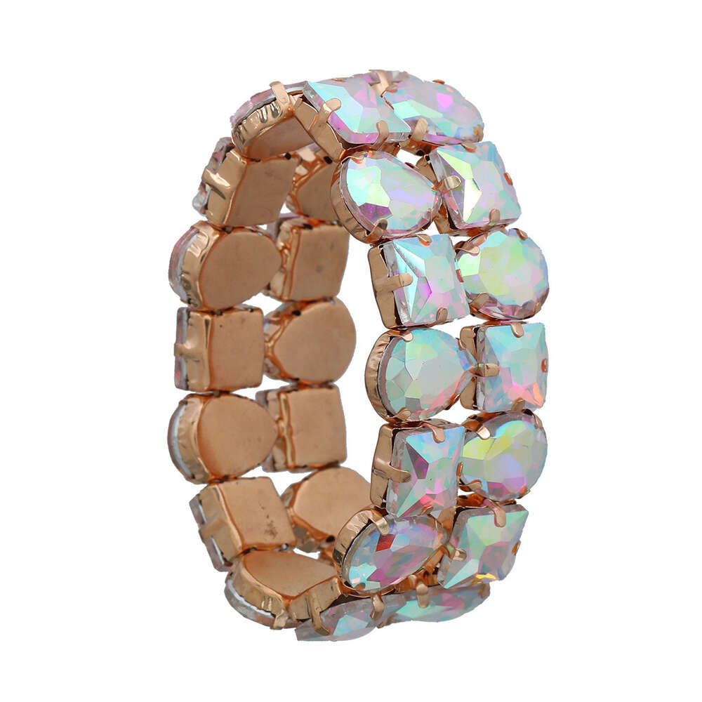 Bracelet Women's Full Diamond Hip Hop Handpiece Double Layer Glass Diamond Scalable Elastic Jewelry Bracelet