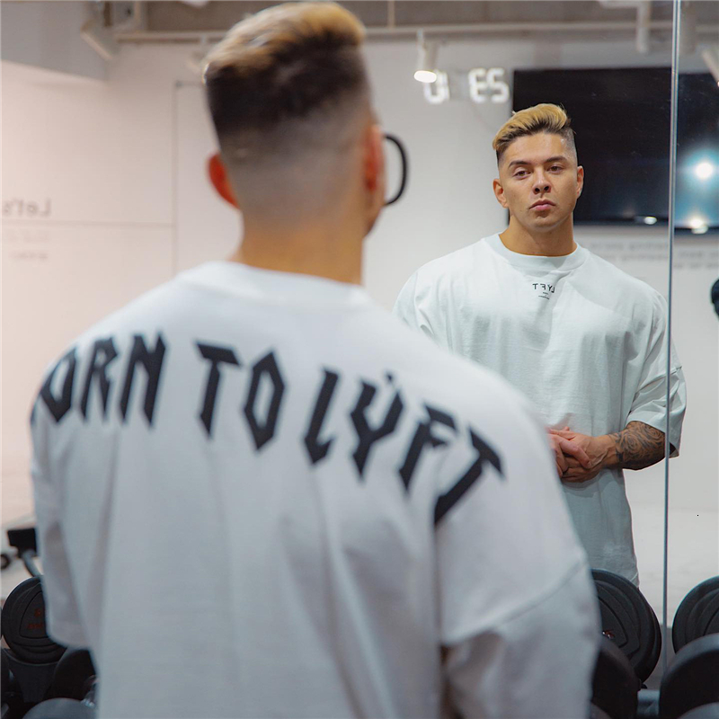 Mens TShirts Cotton Black Short Sleeve Gym Fitness Oversized TShirt Summer Fashion Loose Casual Shirt Sports 230420