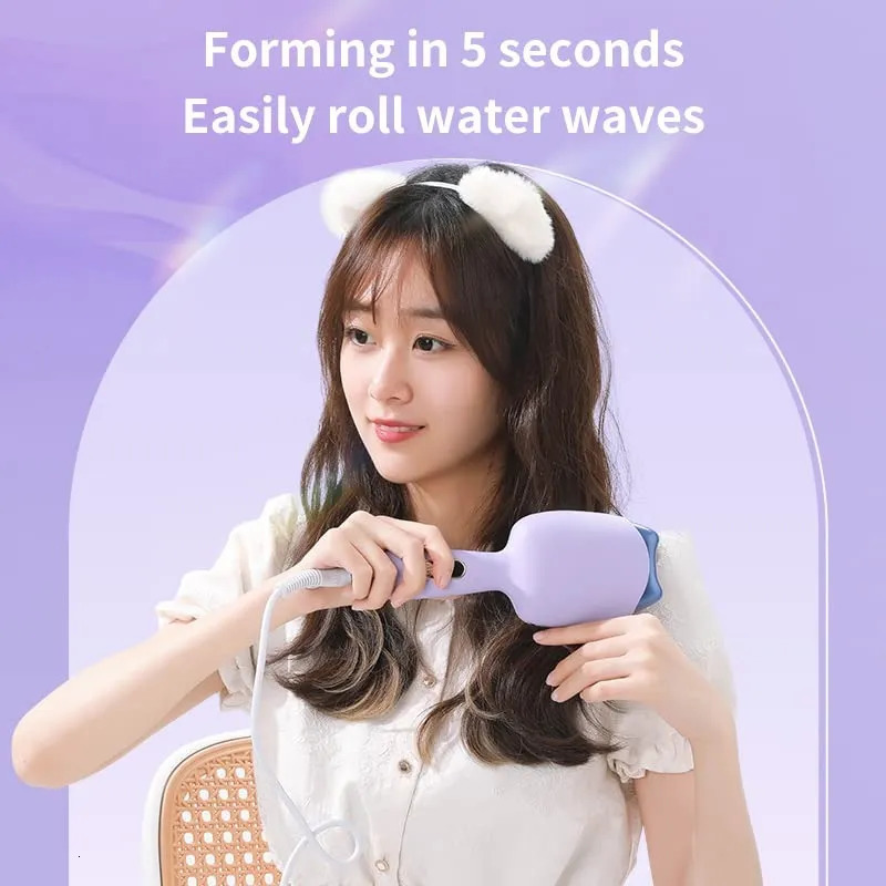 Curling Irons 32MM Egg Roll Hair Waving Iron Purple Curling Wand Professional 2 Barrel Curling Iron Hair Curler Crimper Waver Styling Tools 231120