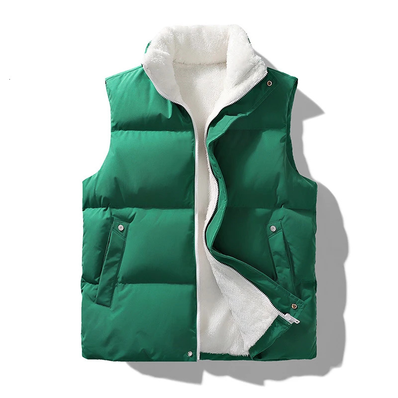 Mens Vests Winter Tank Top Wool Warm Sleeveless Jacket Casual Solid Waist Thick Fashion Stand Collar Zipper 231120