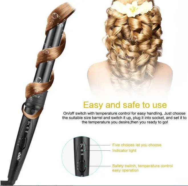Curling Irons DODO Pro 5 Part Interchangeable Hair Curling Iron Machine Ceramic Hair Curler Multi-size Roller Heat Resistant Glove Styling Set 231120