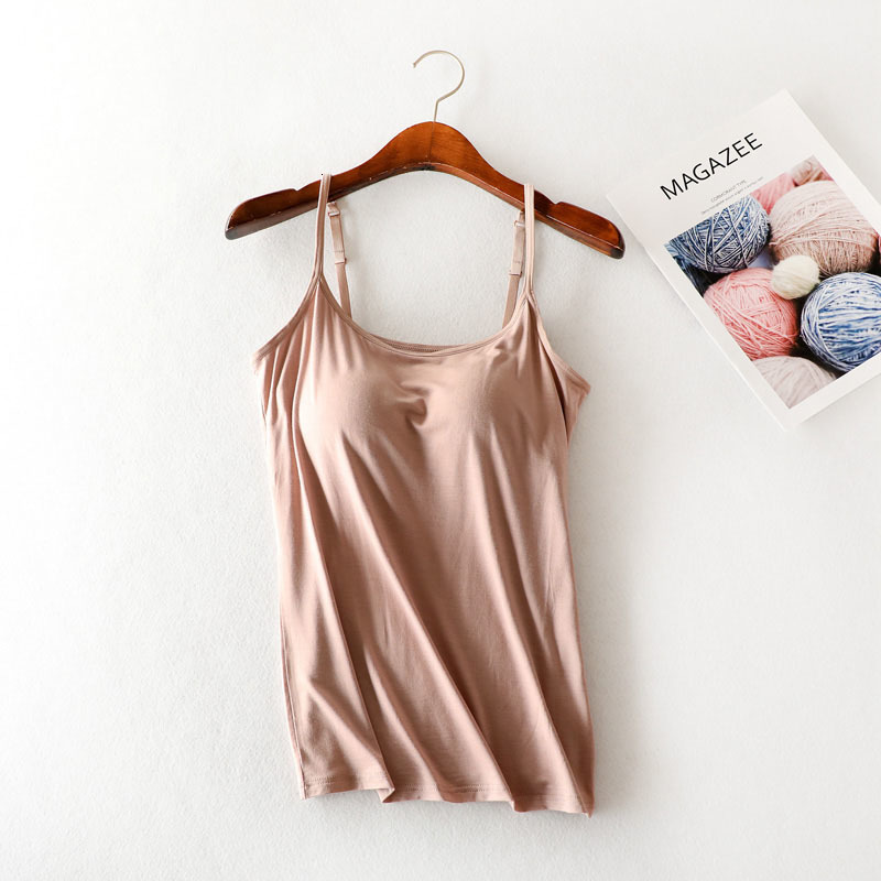 Camisoles Tanks New Cotton Sportswear Women's Tops Chest Pad Vest Bra Cup With Bra Slim Shirt Female Summer Base Underwear 230420