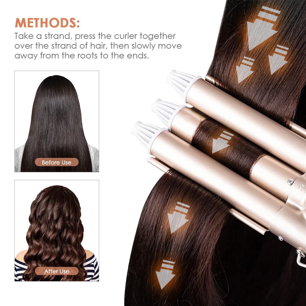 Curling Irons Professional Curling Iron Ceramic Triple Barrel Hair Styler Hair Lectric Curlers Electric Irons Curling Hair Waver Styling Tools 231120